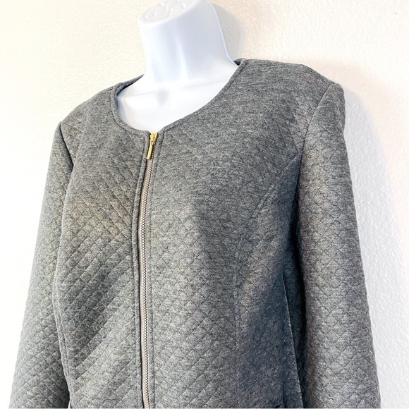 Chico’s Grey Gold Shimmer Quilted Zip Up Jacket Size M - Picture 2 of 6